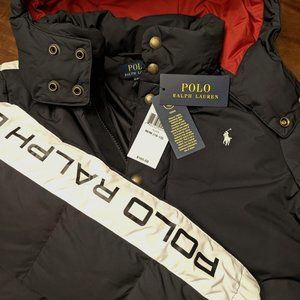 New RARE Polo Ralph Lauren Hooded Puffer Down Jacket Coat - Black M (10-12) NWT